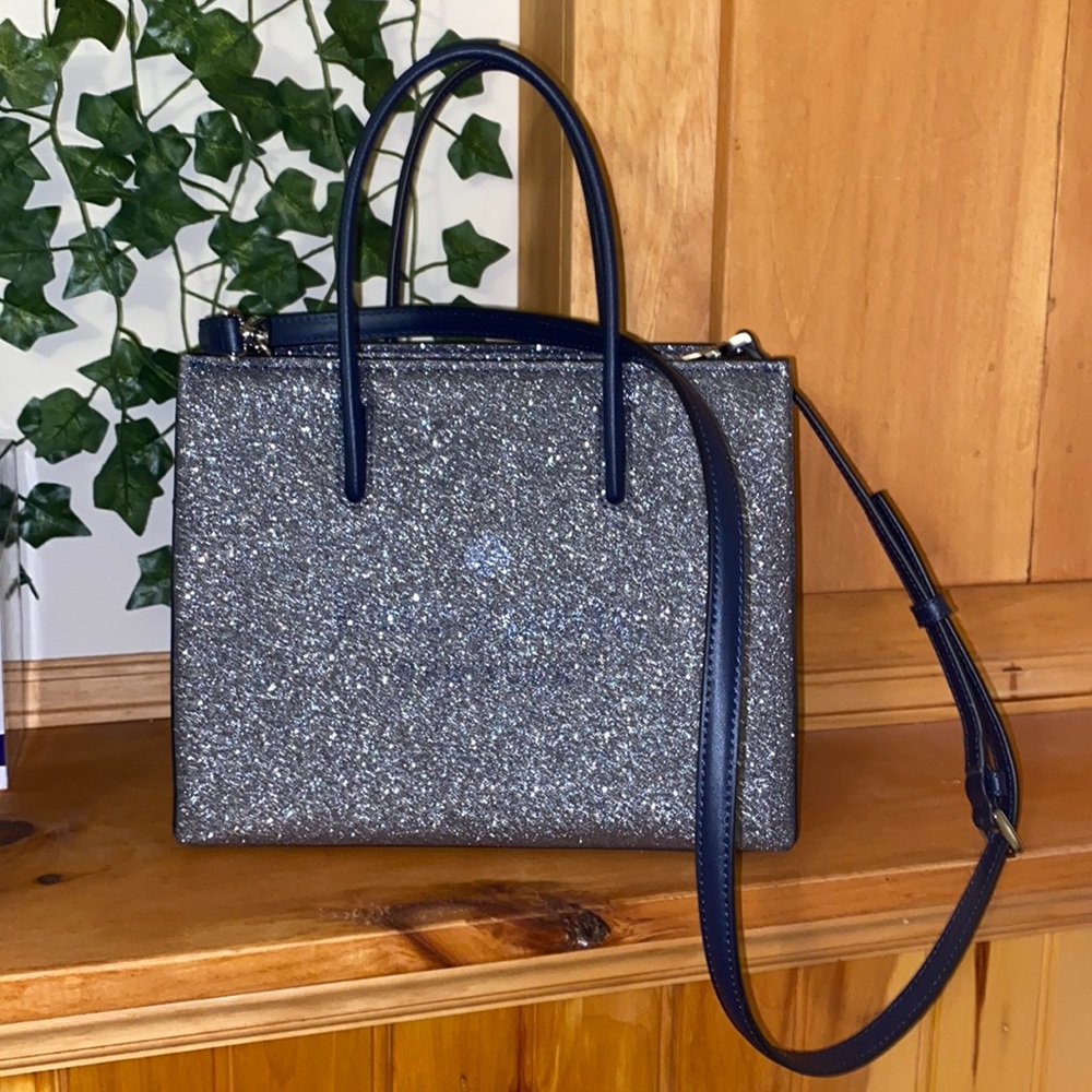 Kate Spade Blue/Grey Trista Glitter Shopper Handbag